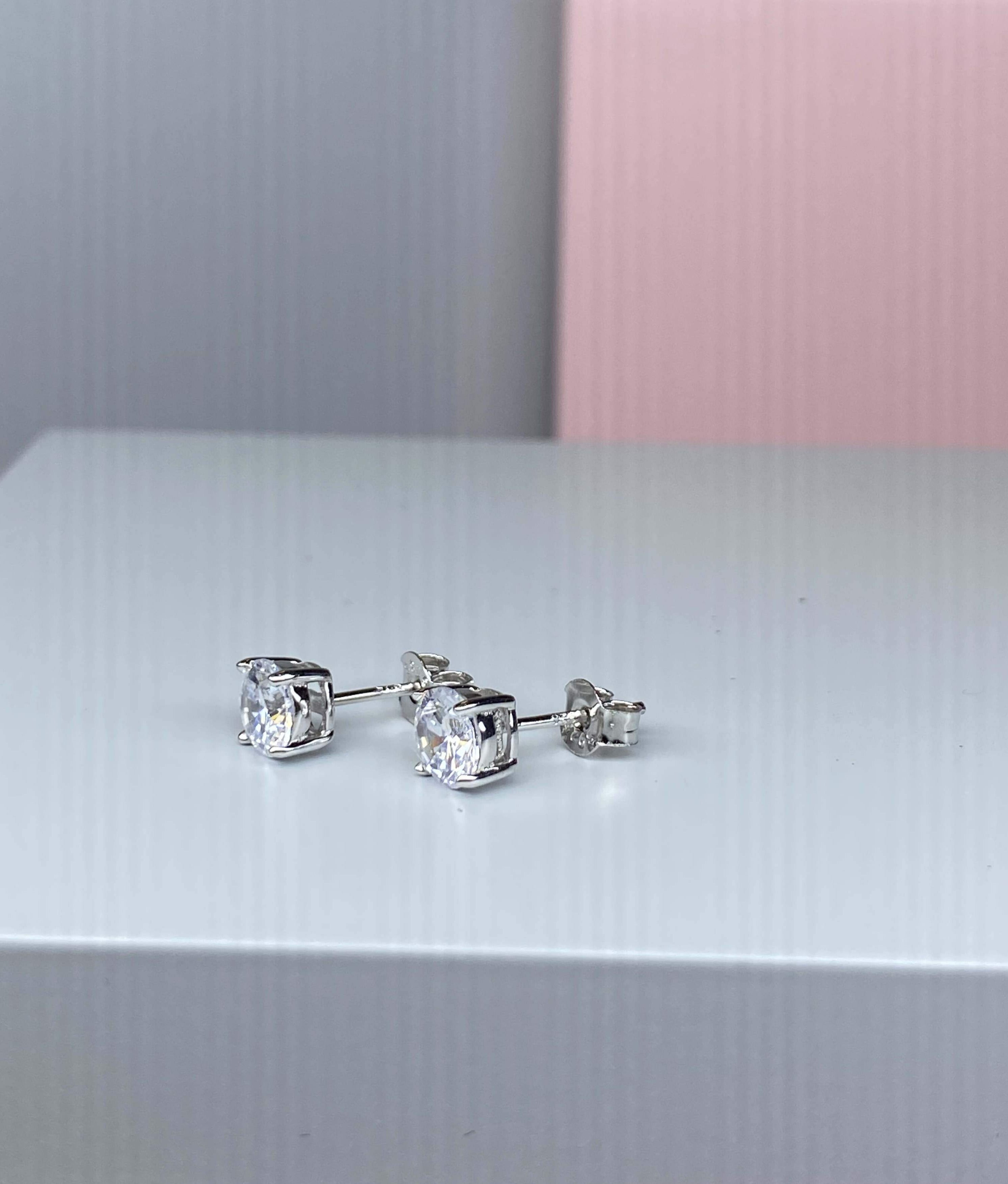 Sterling Silver Round CZ Earrings - 6mm - Hallmark Jewellers Formby & The Jewellers Bench Widnes