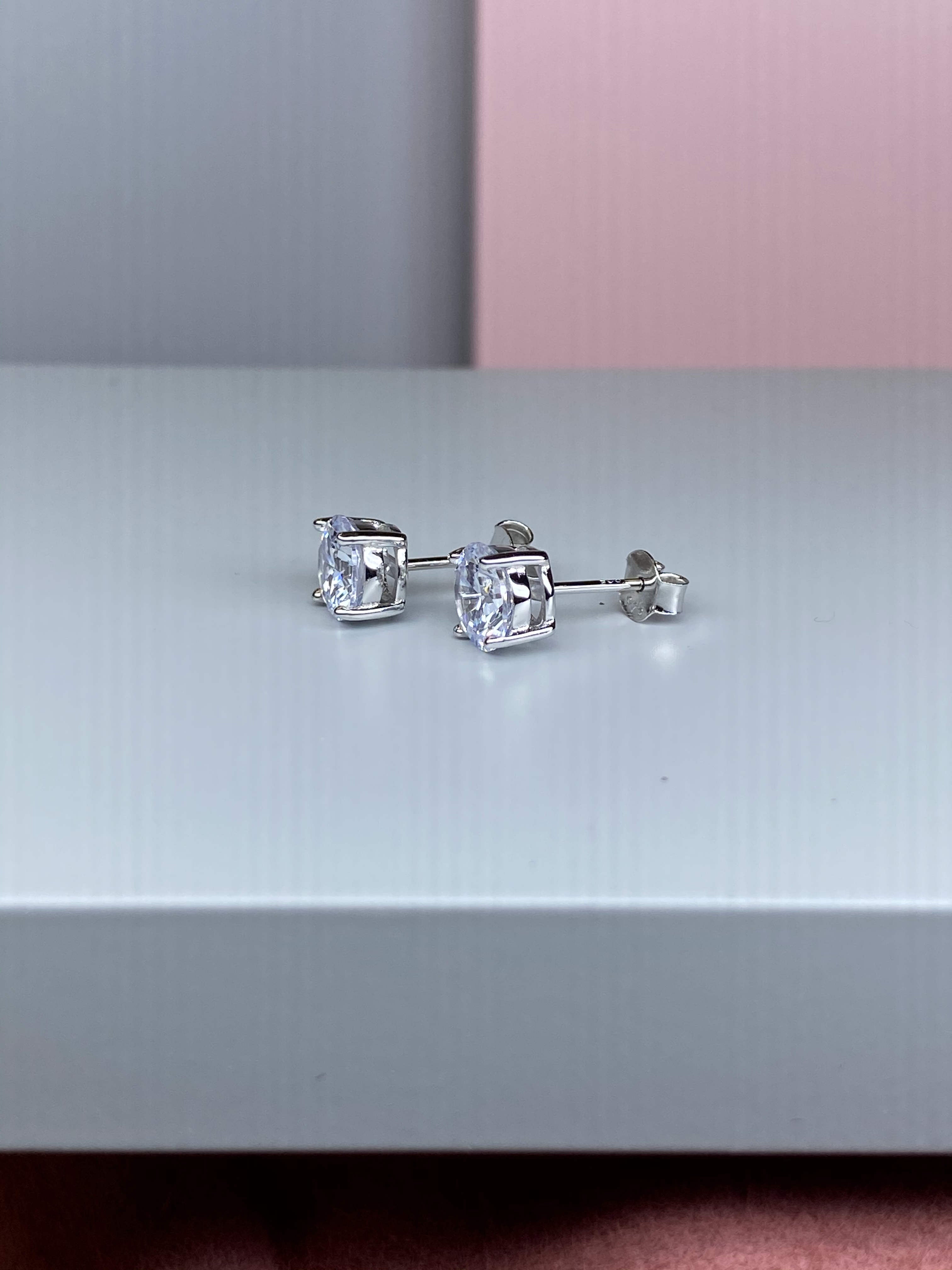Sterling Silver Round CZ Earrings - 7mm - Hallmark Jewellers Formby & The Jewellers Bench Widnes