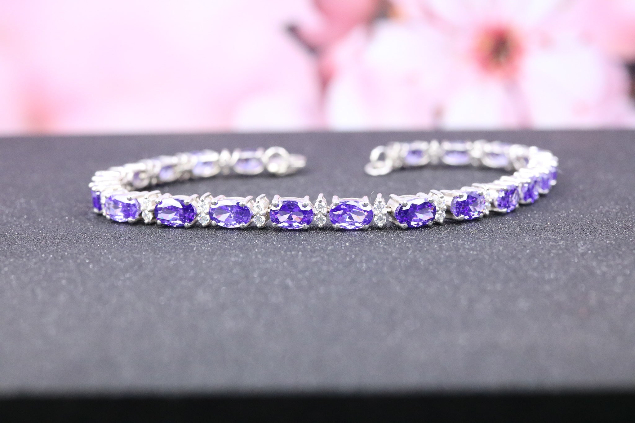 Sterling Silver Purple CZ Tennis Bracelet - AK1074 - Hallmark Jewellers Formby & The Jewellers Bench Widnes