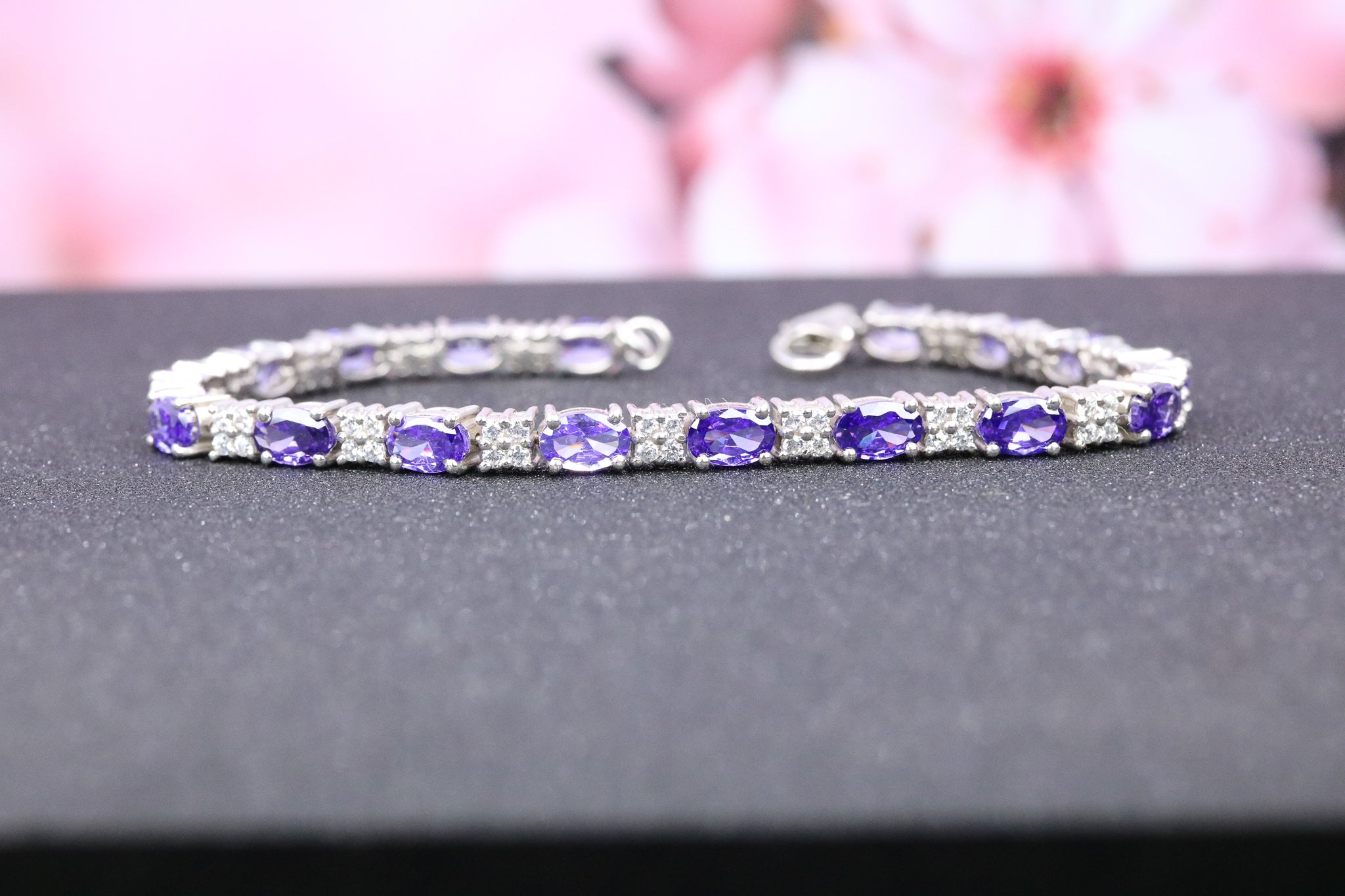 Sterling Silver Purple CZ Tennis Bracelet - AK1080 - Hallmark Jewellers Formby & The Jewellers Bench Widnes