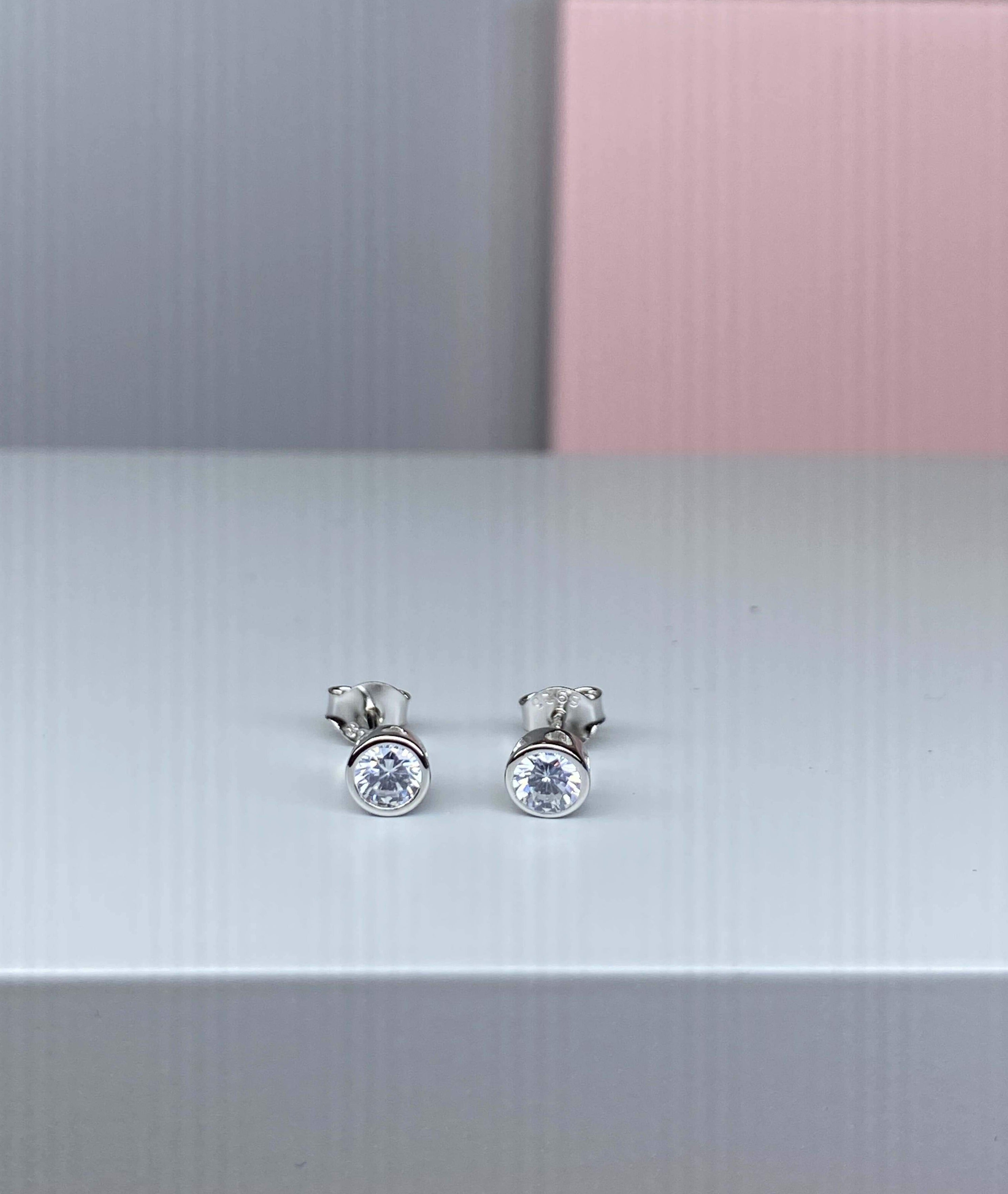 Sterling Silver Round CZ Earrings - 5mm - Hallmark Jewellers Formby & The Jewellers Bench Widnes