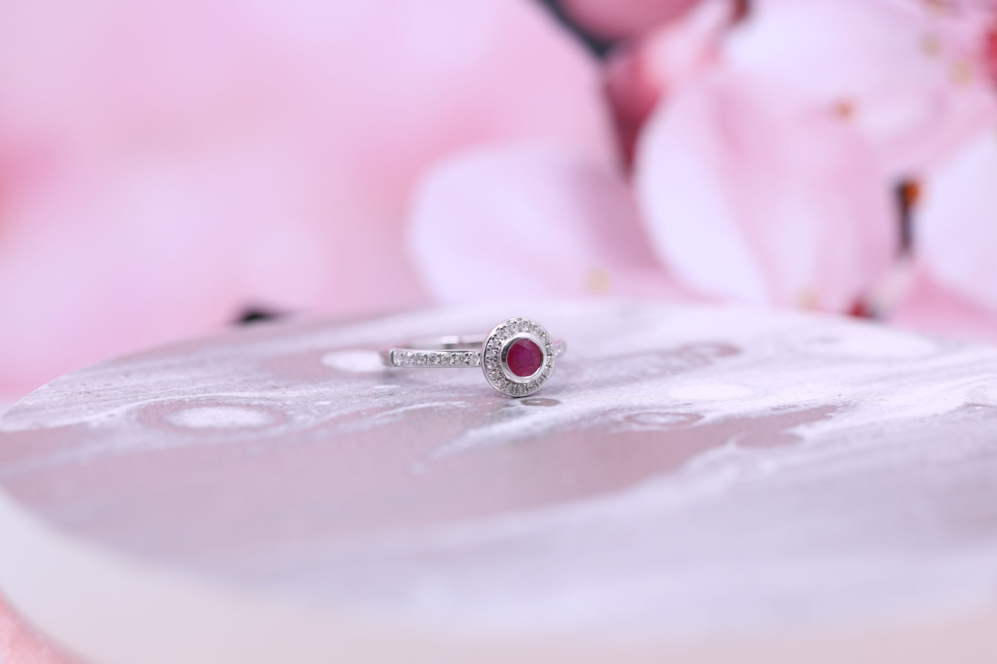 9ct White Gold Ruby & Diamond Ring - THC4023 - Hallmark Jewellers Formby & The Jewellers Bench Widnes