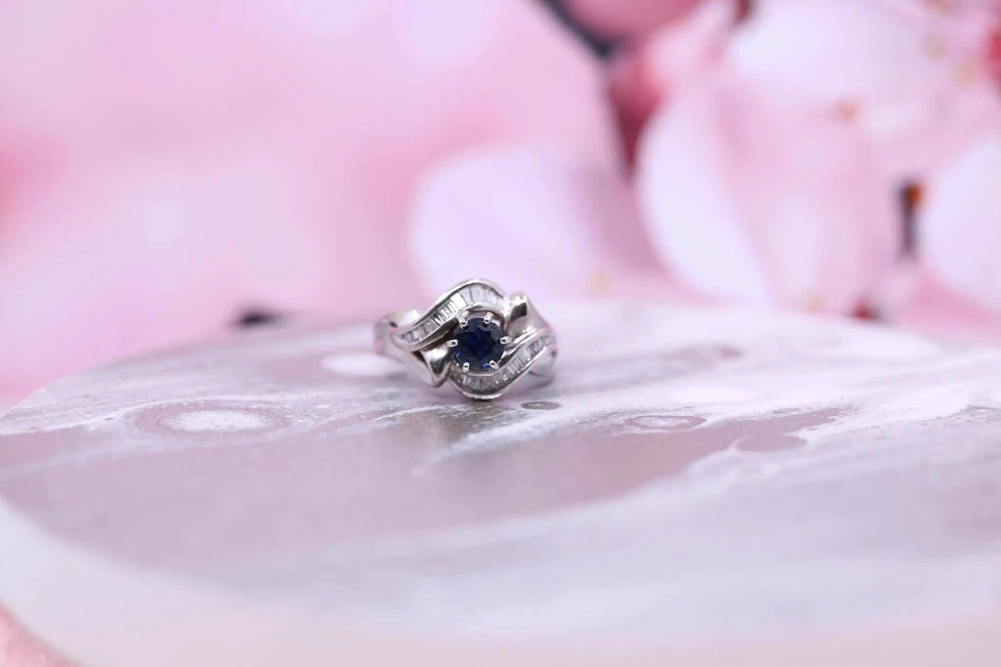 18ct White Gold Sapphire & Diamond Ring 0.30ct - W1831 - Hallmark Jewellers Formby & The Jewellers Bench Widnes