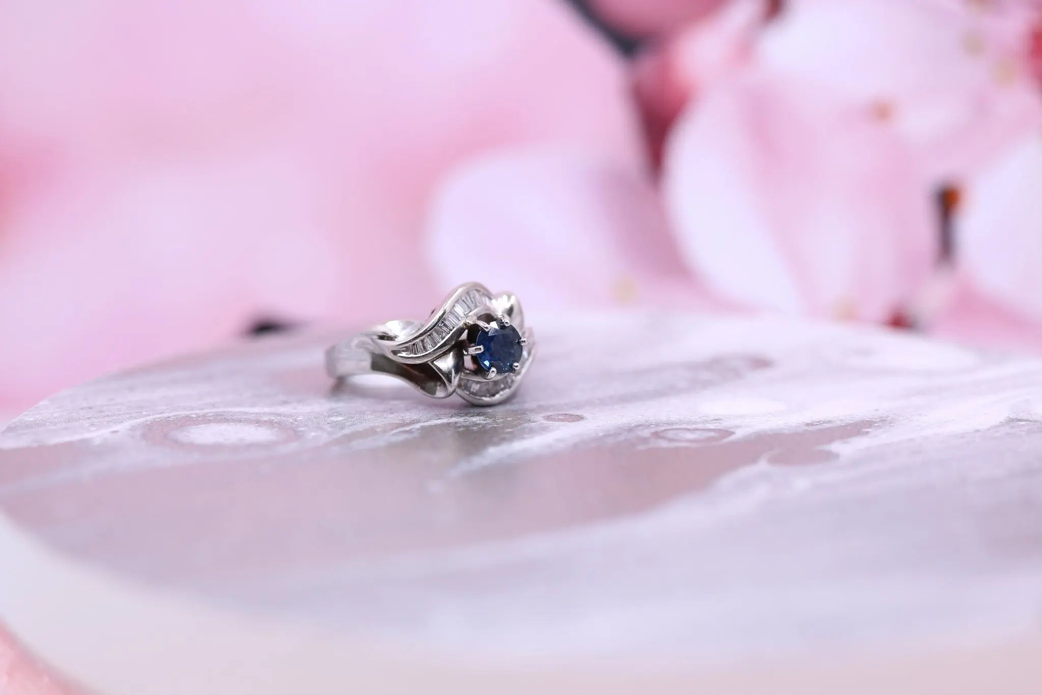 18ct White Gold Sapphire & Diamond Ring 0.30ct - W1831 - Hallmark Jewellers Formby & The Jewellers Bench Widnes