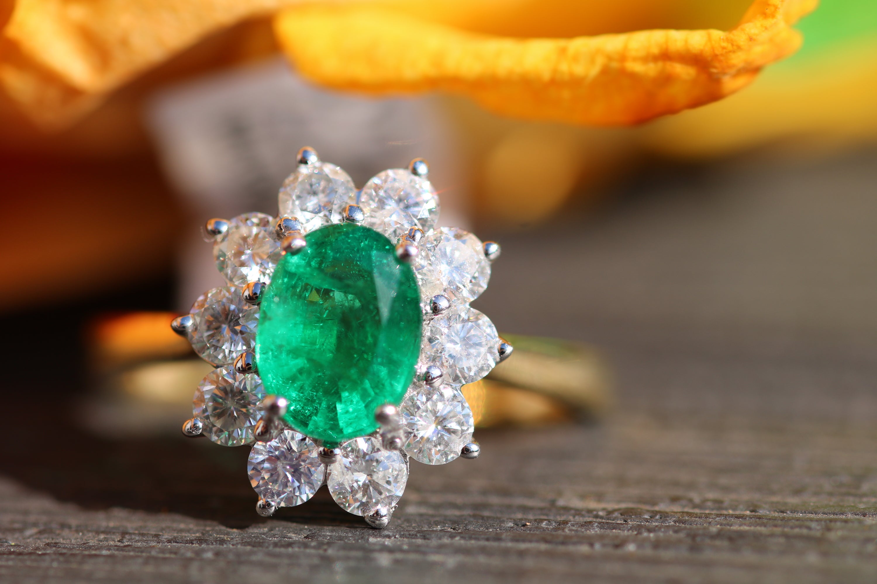 18ct Yellow Gold Emerald & Diamond  - HJ099 - Hallmark Jewellers Formby & The Jewellers Bench Widnes