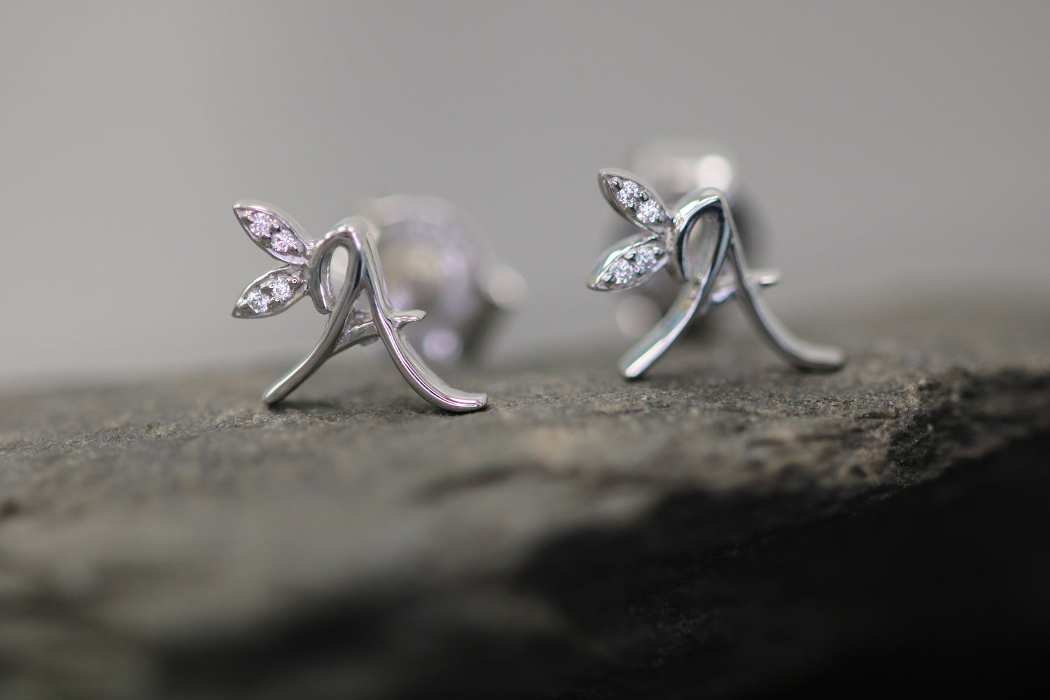Silver Initial Earrings with CZ Detail - MJI004 - Hallmark Jewellers Formby & The Jewellers Bench Widnes