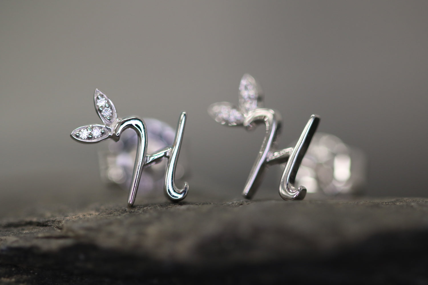 Silver Initial Earrings with CZ Detail - MJI004 - Hallmark Jewellers Formby & The Jewellers Bench Widnes