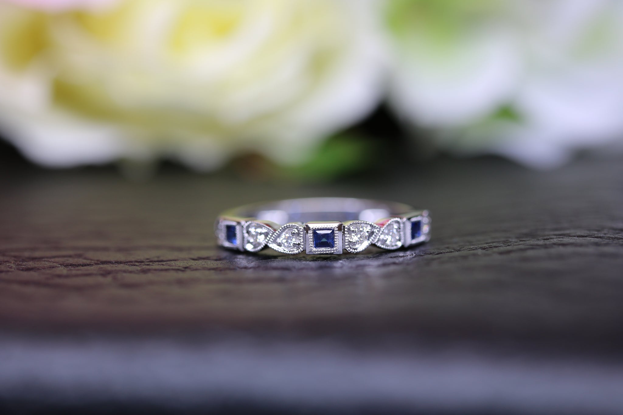 9ct White Gold Sapphire & Diamond Ring - Hallmark Jewellers Formby & The Jewellers Bench Widnes