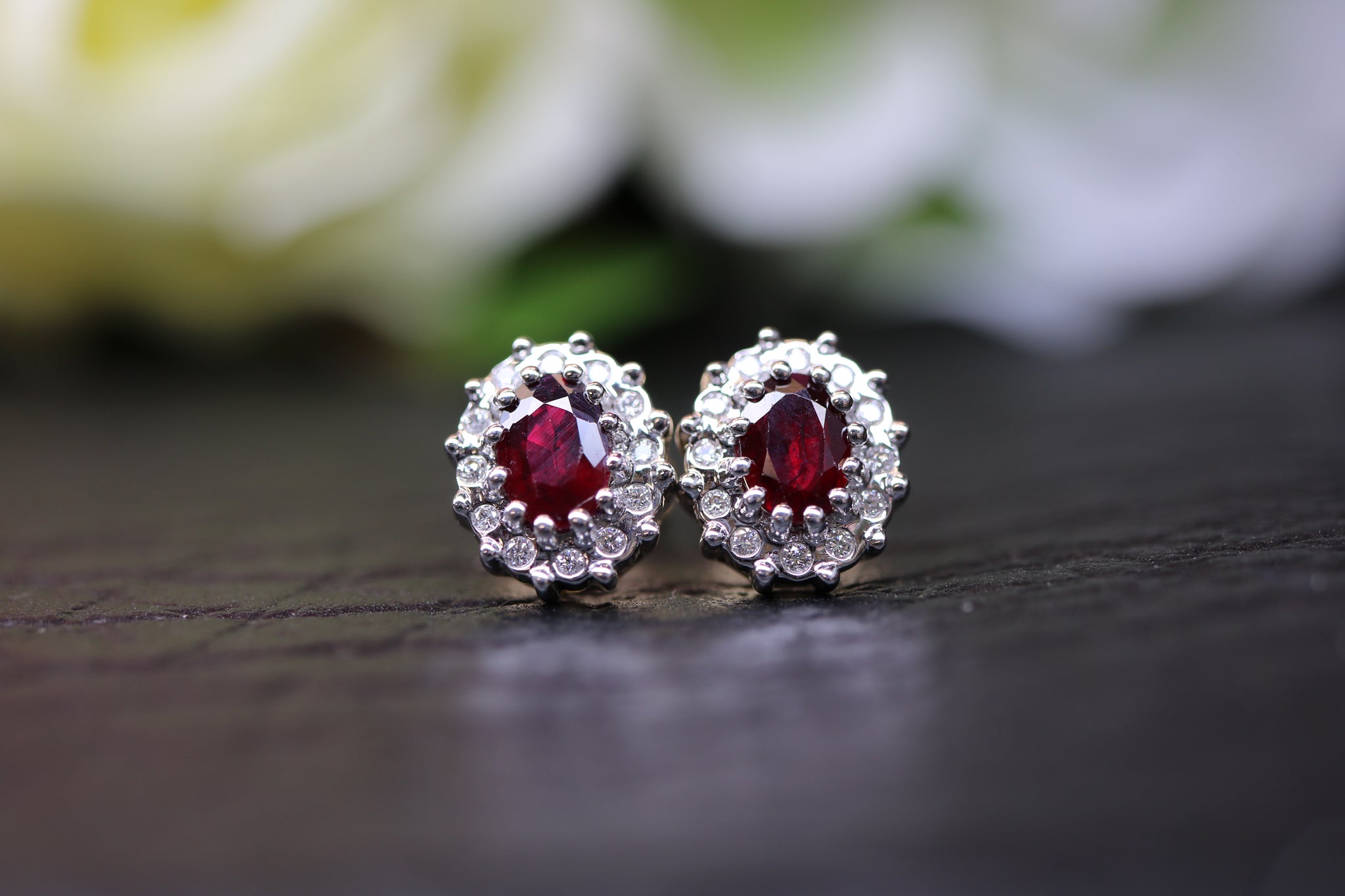 9ct Yellow Gold Ruby & Diamond Earrings - Hallmark Jewellers Formby & The Jewellers Bench Widnes