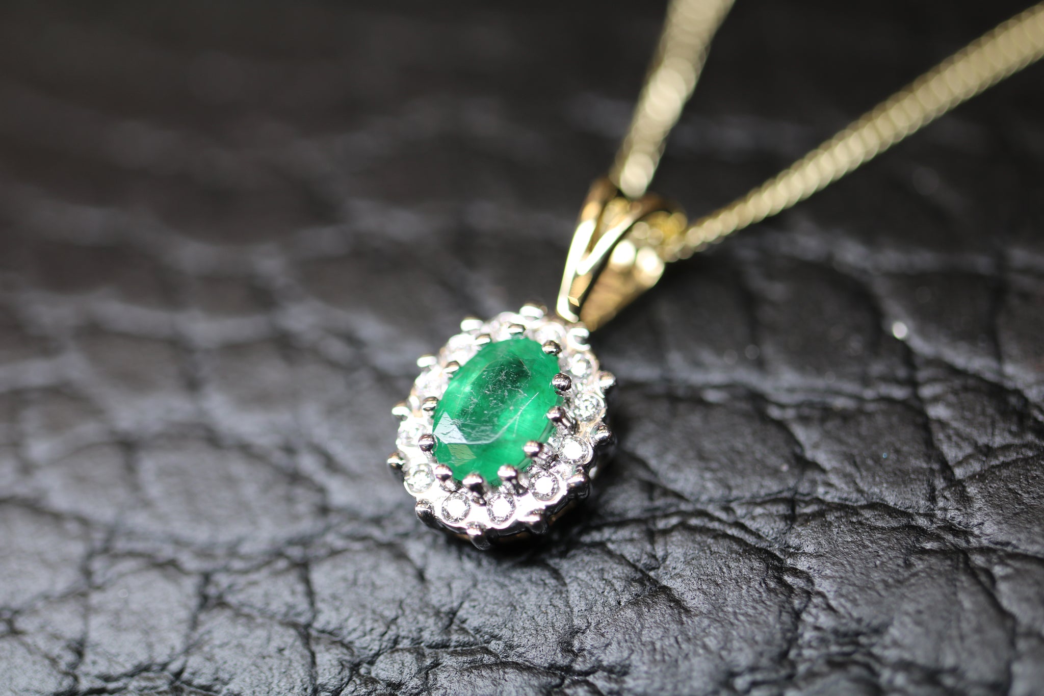 9ct Yellow Gold Emerald & Diamond Pendant - Hallmark Jewellers Formby & The Jewellers Bench Widnes