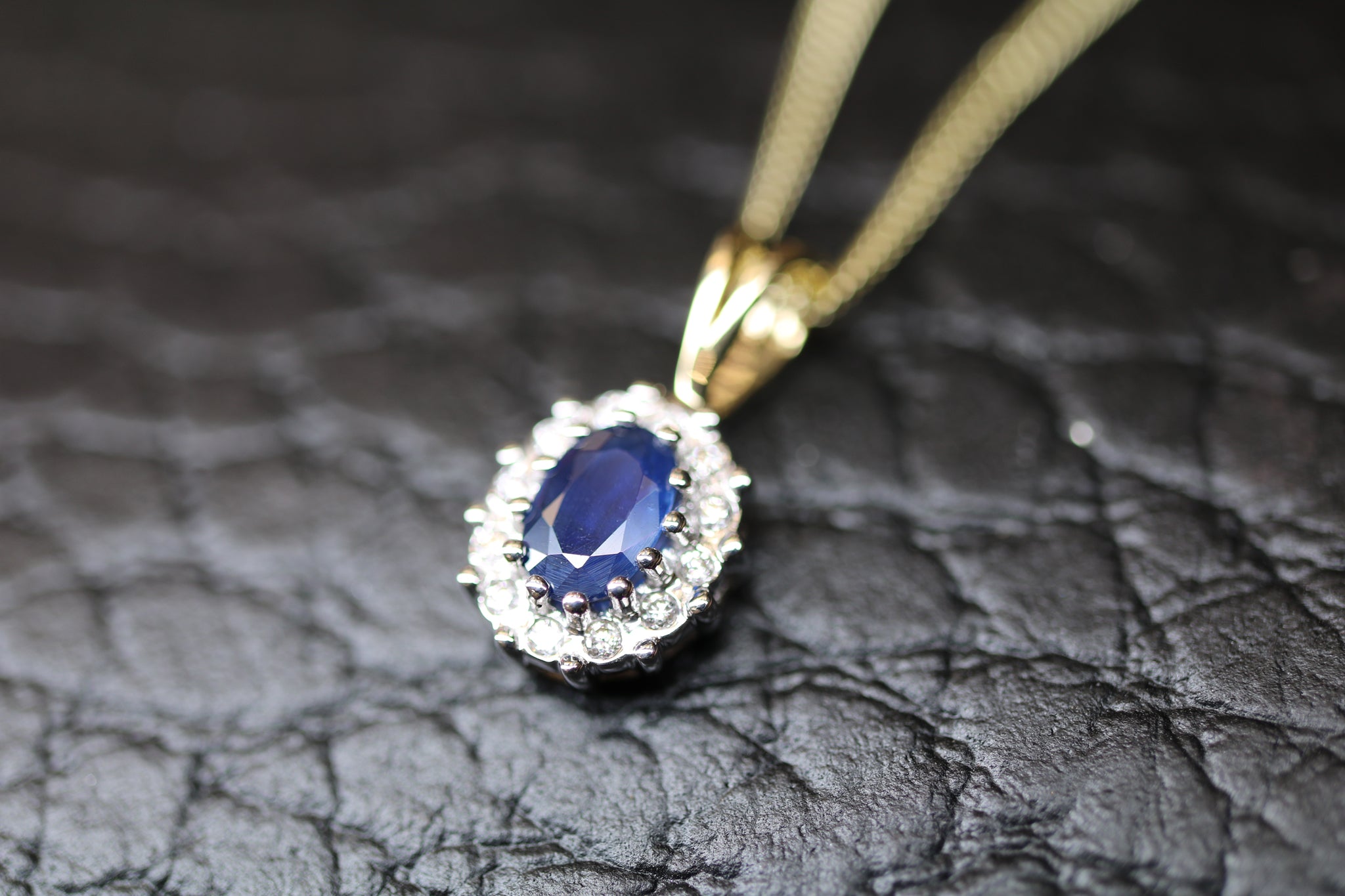 9ct Yellow Gold Sapphire & Diamond Pendant - Hallmark Jewellers Formby & The Jewellers Bench Widnes