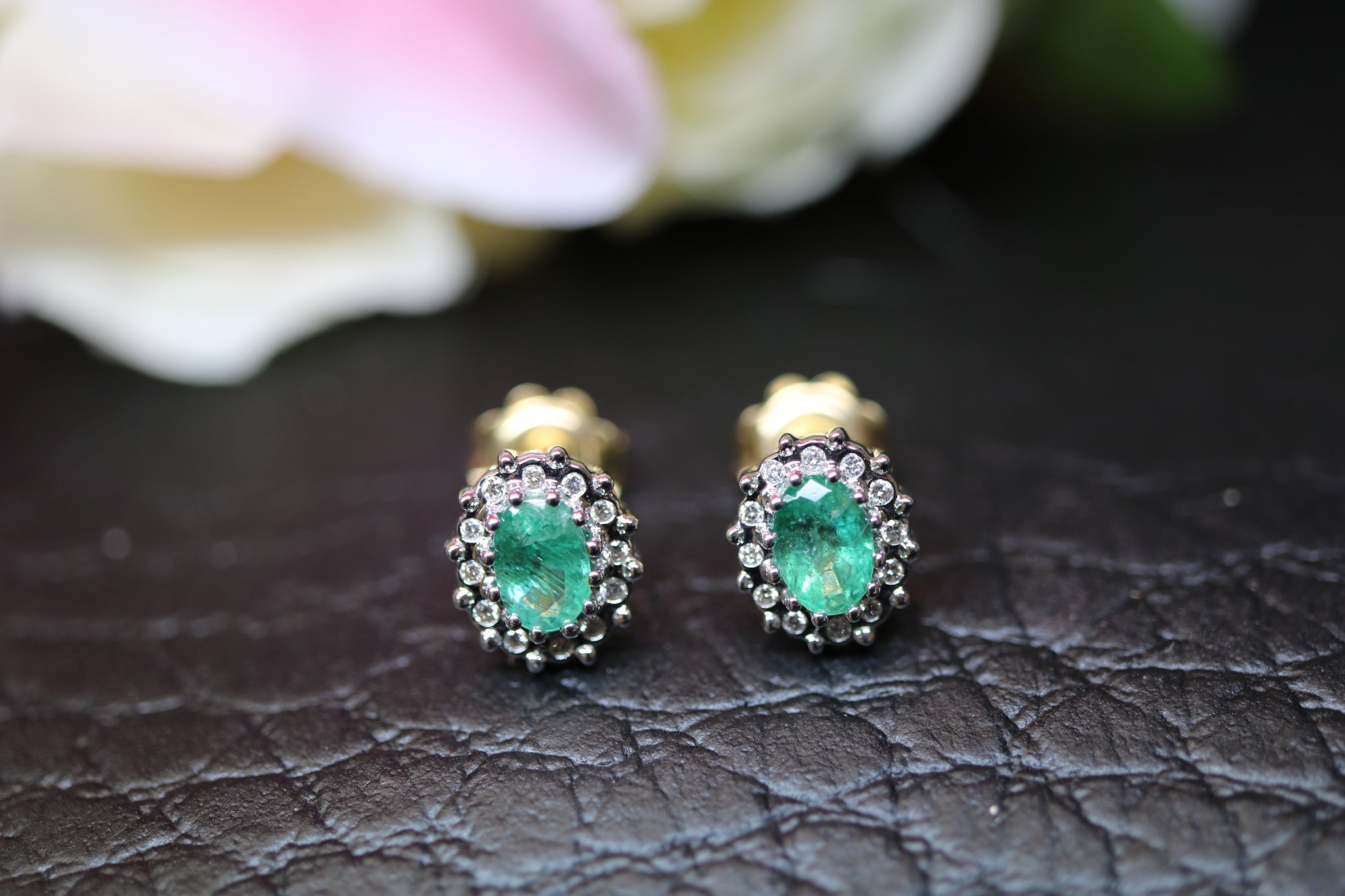 9ct Yellow Gold Emerald & Diamond Earrings - Hallmark Jewellers Formby & The Jewellers Bench Widnes