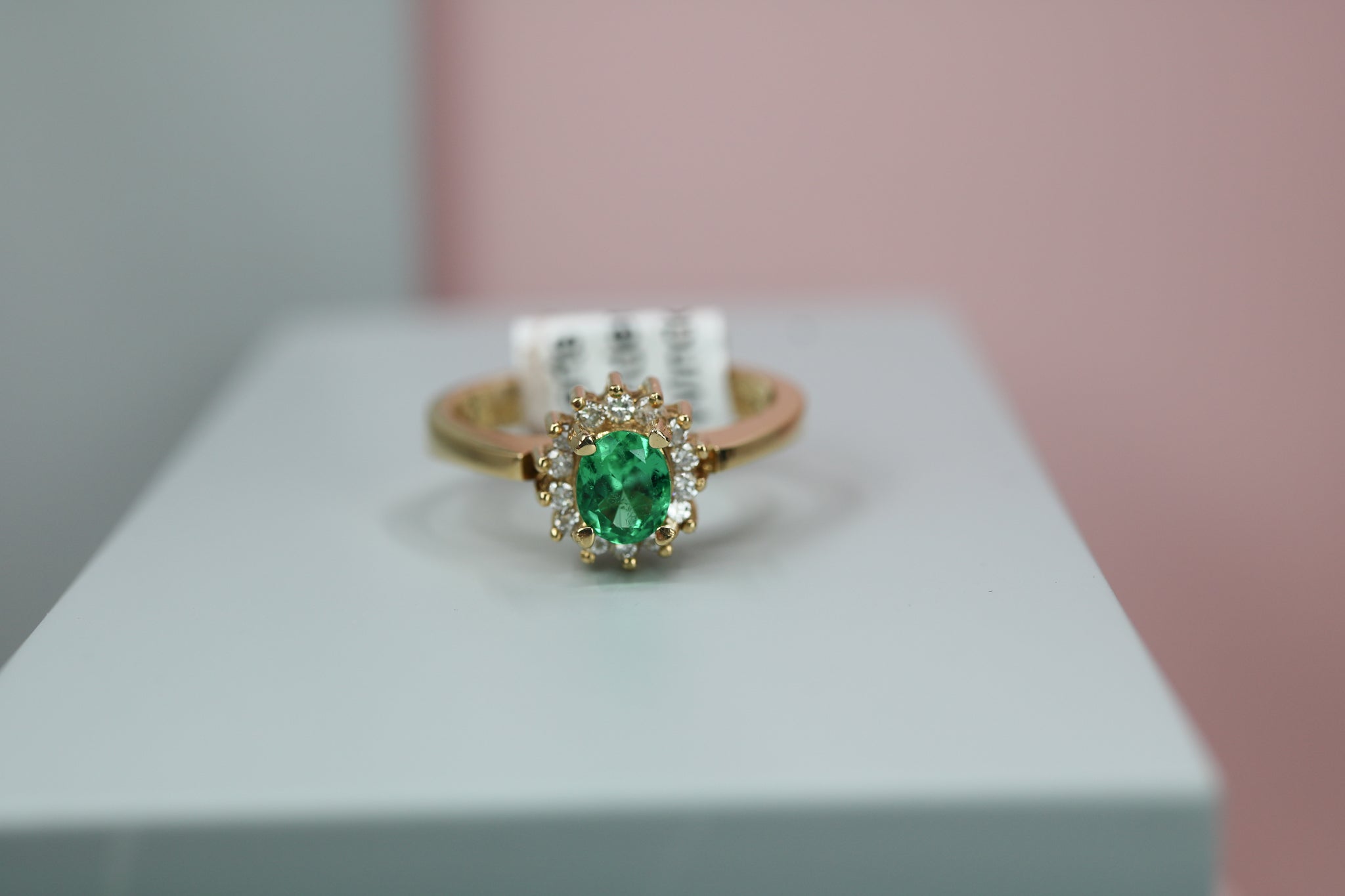 14ct Yellow Gold Emerald & Diamond Ring - HJ2066 - Hallmark Jewellers Formby & The Jewellers Bench Widnes