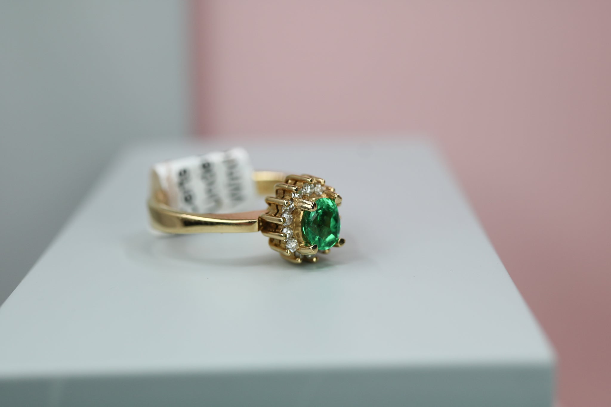 14ct Yellow Gold Emerald & Diamond Ring - HJ2066 - Hallmark Jewellers Formby & The Jewellers Bench Widnes