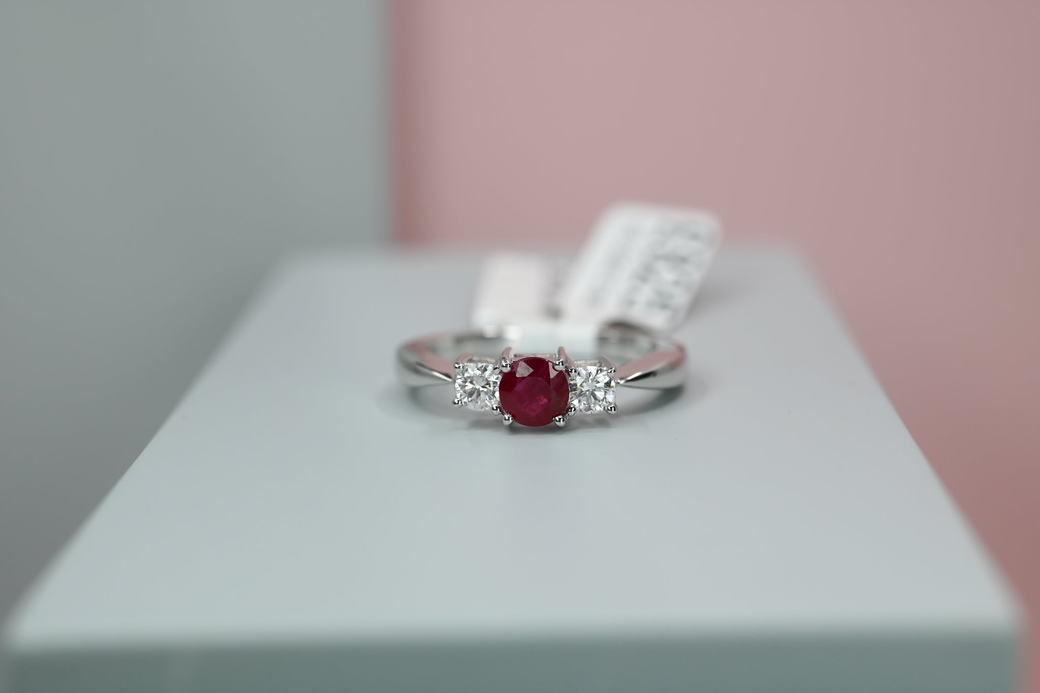 9ct White Gold Ruby & Diamond Ring 0.25ct - HJ2065 - Hallmark Jewellers Formby & The Jewellers Bench Widnes