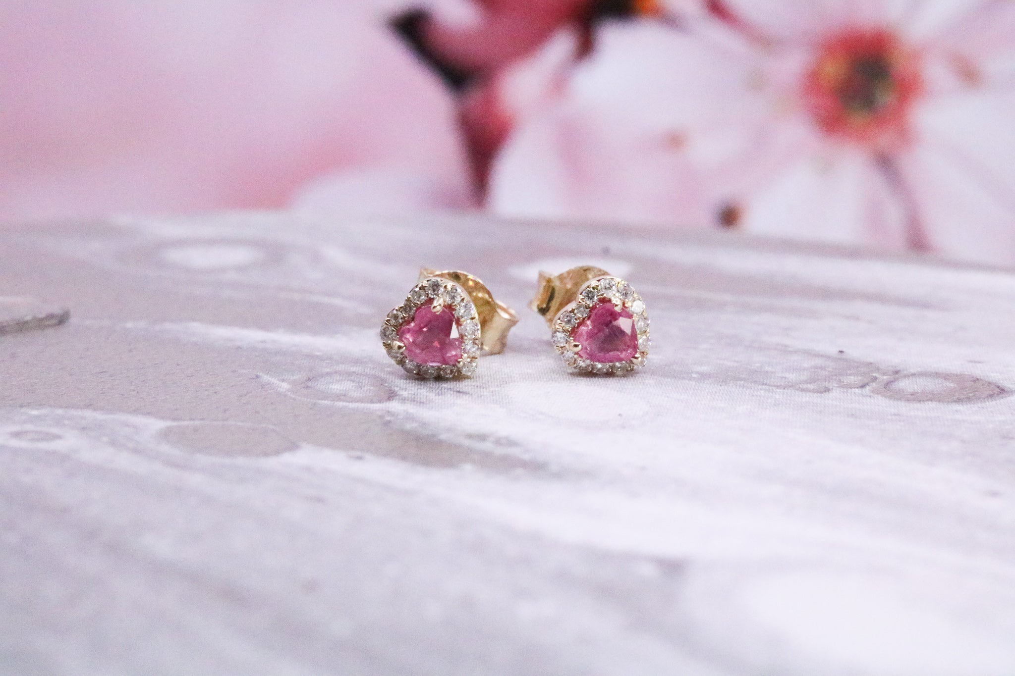 9ct Gold Earrings Pink Sapphire- DR4004 - Hallmark Jewellers Formby & The Jewellers Bench Widnes