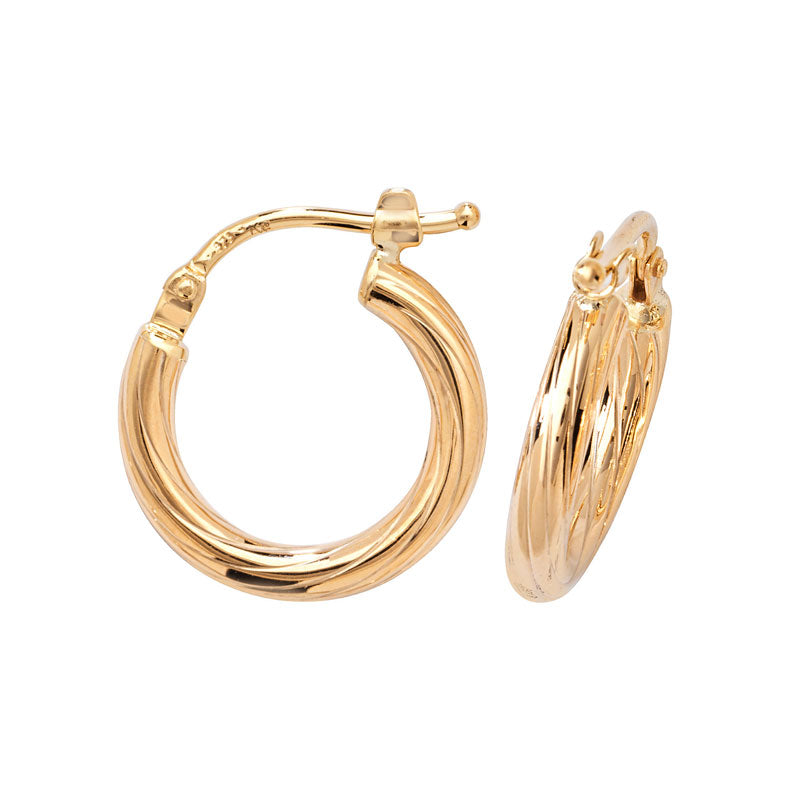 9ct Yellow Gold Hoop Earrings - KUA1006 - Hallmark Jewellers Formby & The Jewellers Bench Widnes