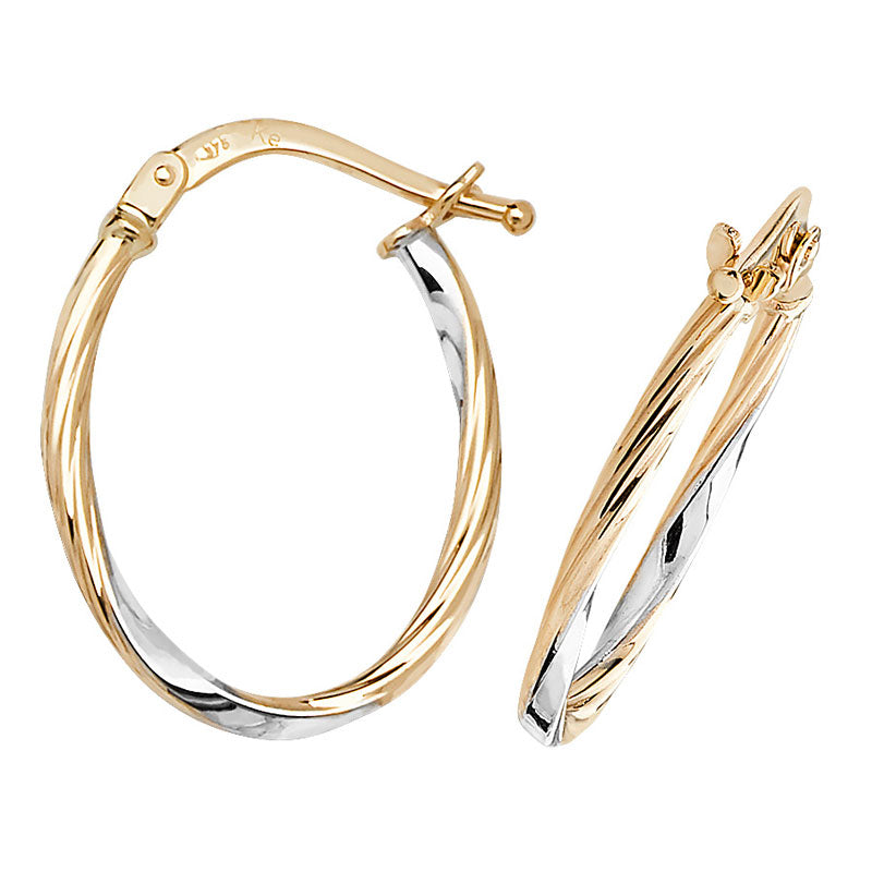 9ct Two-Tone Gold Hoop Earrings - KUA1011 - Hallmark Jewellers Formby & The Jewellers Bench Widnes