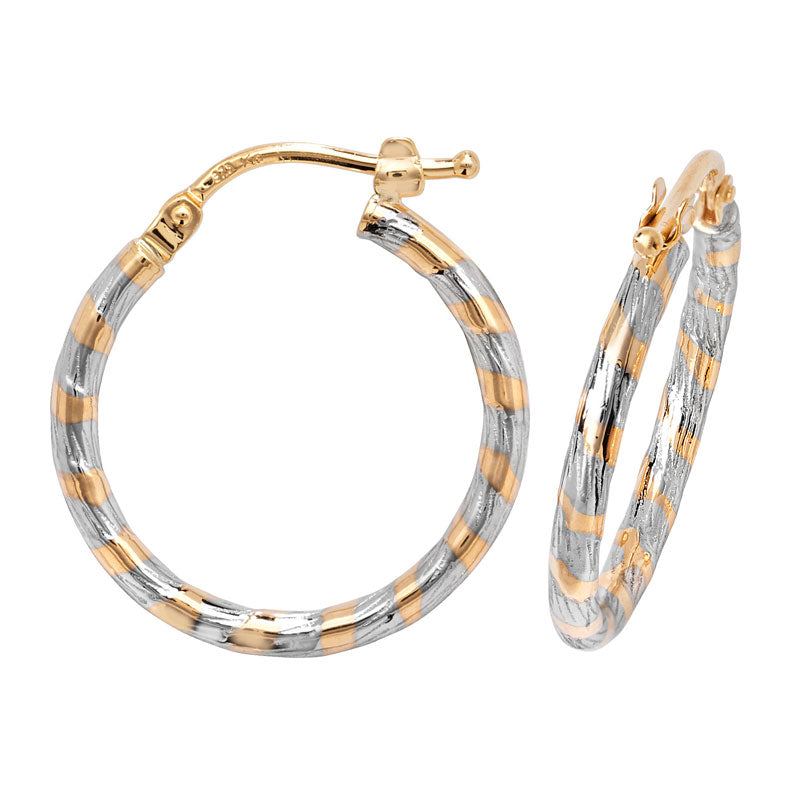 9ct Two-Tone Gold Hoop Earrings - KUA1026 - Hallmark Jewellers Formby & The Jewellers Bench Widnes