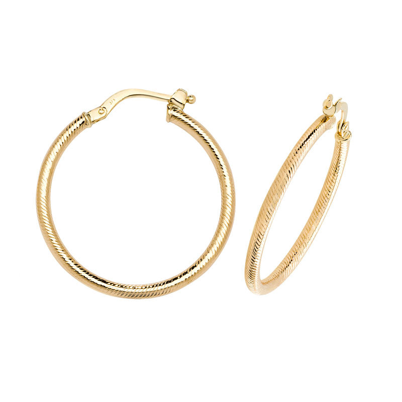 9ct Yellow Gold Hoop Earrings - KUA1028 - Hallmark Jewellers Formby & The Jewellers Bench Widnes