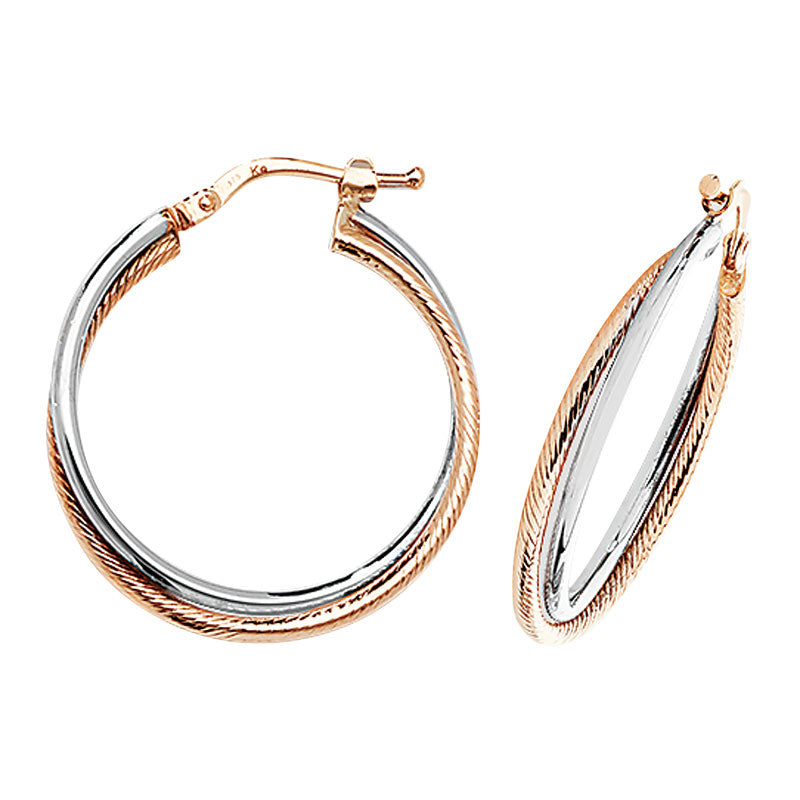 9ct Two-Tone Gold Hoop Earrings - KUA1036 - Hallmark Jewellers Formby & The Jewellers Bench Widnes