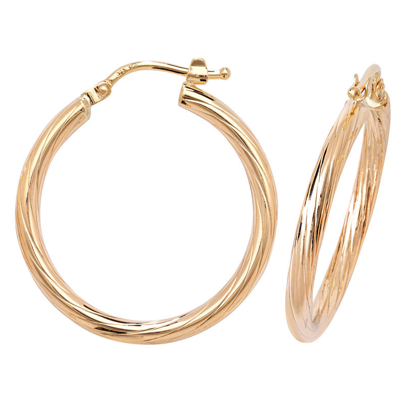 9ct Yellow Gold Hoop Earrings - KUA1046 - Hallmark Jewellers Formby & The Jewellers Bench Widnes