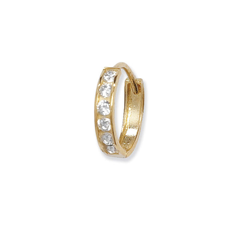 9ct Yellow Gold & Cubic Zirconia Hoop Earrings - KUA1048 - Hallmark Jewellers Formby & The Jewellers Bench Widnes