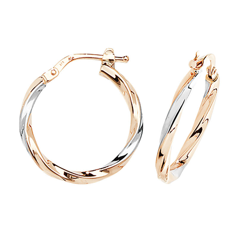 9ct Two-Tone Gold Hoop Earrings - KUA1050 - Hallmark Jewellers Formby & The Jewellers Bench Widnes