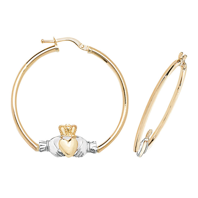 9ct Two-Tone Gold Hoop Earrings - KUA1056 - Hallmark Jewellers Formby & The Jewellers Bench Widnes