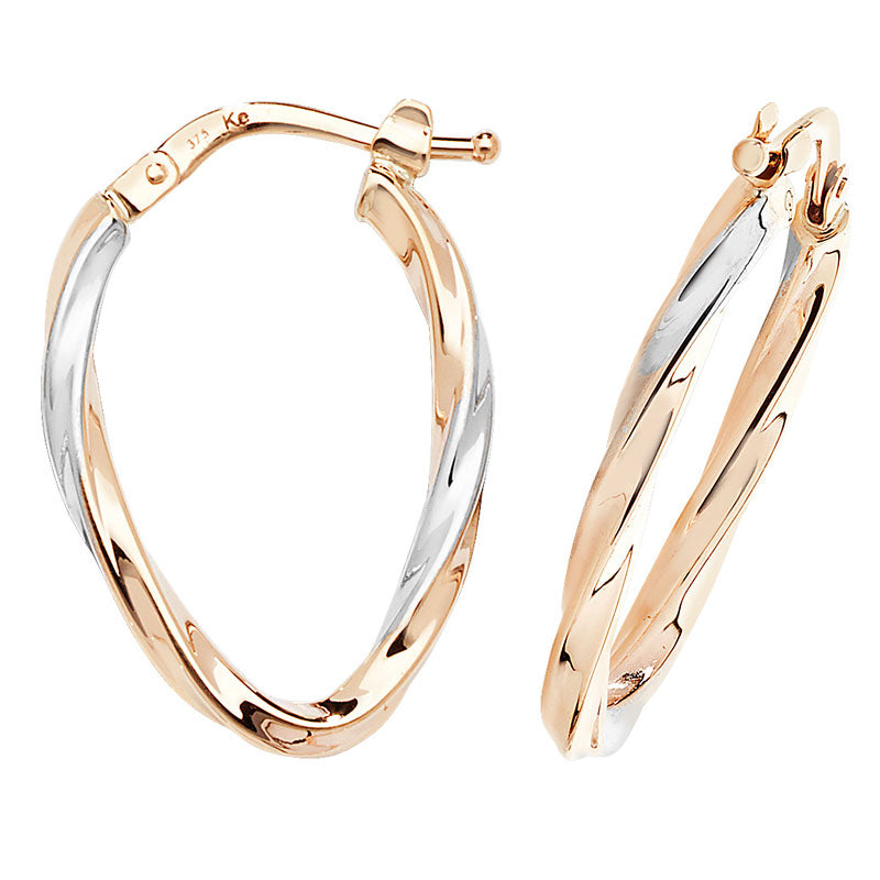 9ct Two-Tone Gold Hoop Earrings - KUA1058 - Hallmark Jewellers Formby & The Jewellers Bench Widnes