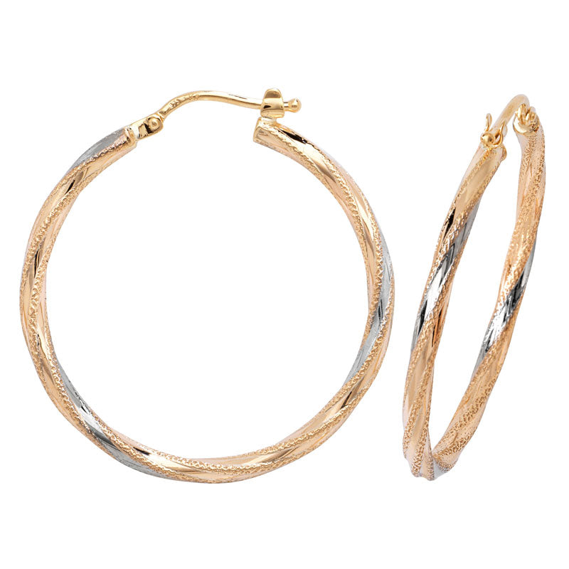 9ct Two-Tone Gold Hoop Earrings - KUA1060 - Hallmark Jewellers Formby & The Jewellers Bench Widnes