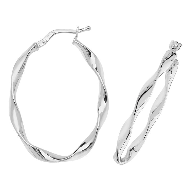 9ct White Gold Hoop Earrings - KUA1064 - Hallmark Jewellers Formby & The Jewellers Bench Widnes