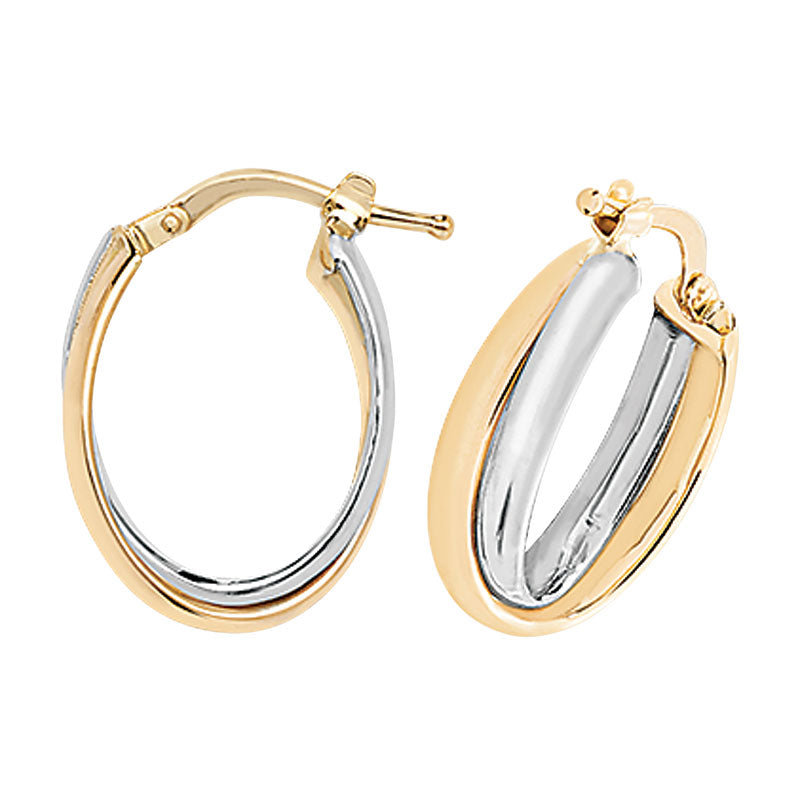 9ct Two-Tone Gold Hoop Earrings - KUA1075 - Hallmark Jewellers Formby & The Jewellers Bench Widnes