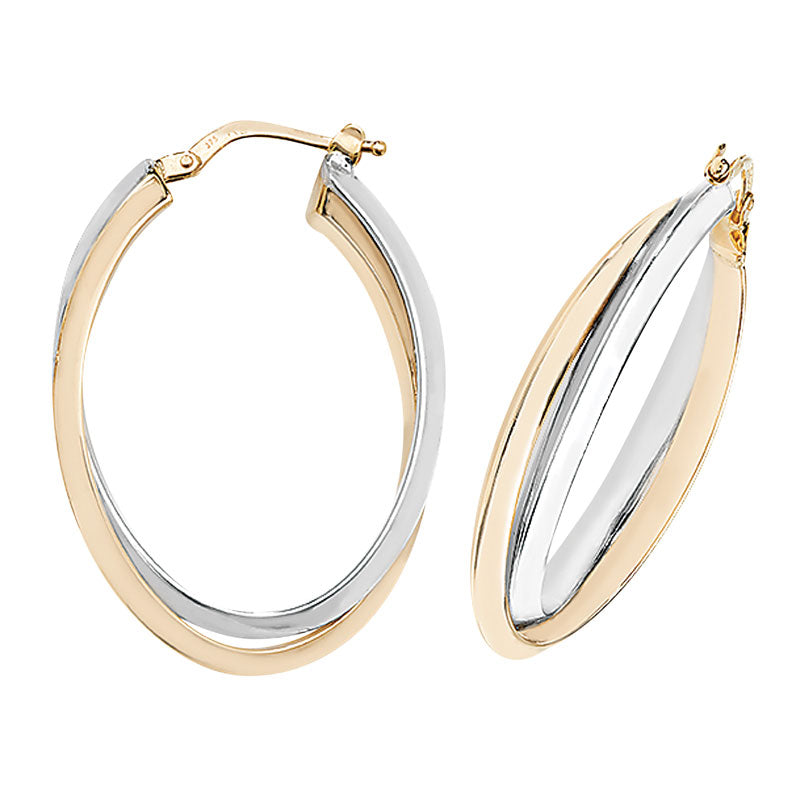9ct Two-Tone Gold Hoop Earrings - KUA1082 - Hallmark Jewellers Formby & The Jewellers Bench Widnes