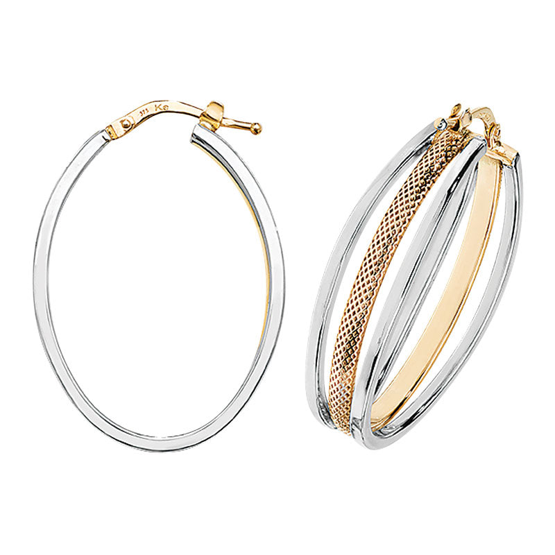 9ct Two-Tone Gold Hoop Earrings - KUA1083 - Hallmark Jewellers Formby & The Jewellers Bench Widnes