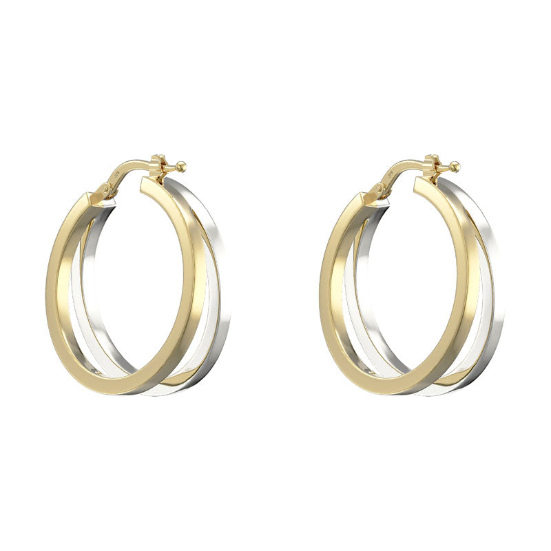 9ct Two-Tone Gold Hoop Earrings- KUA1084 - Hallmark Jewellers Formby & The Jewellers Bench Widnes