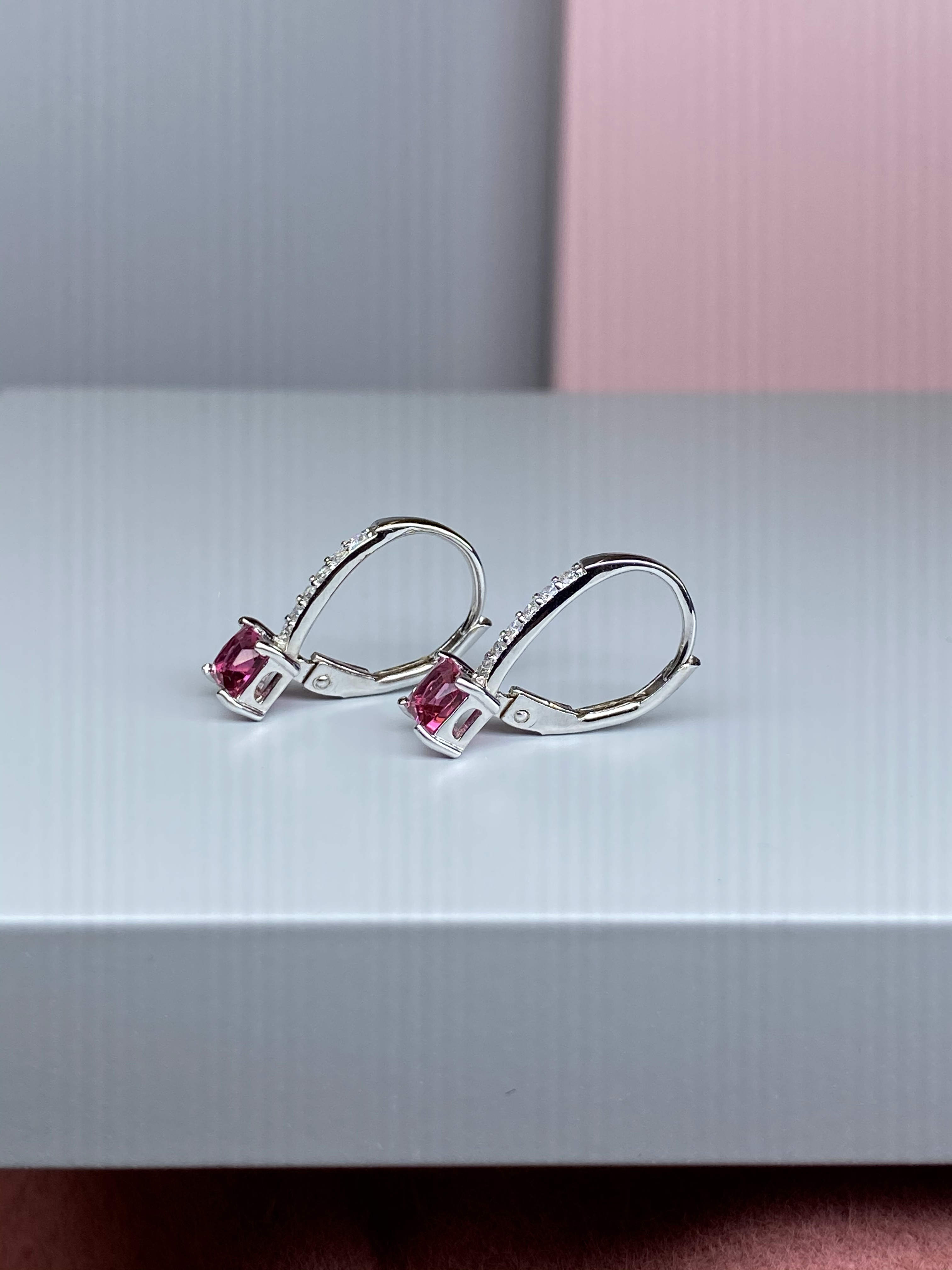 Sterling Silver Pink & White CZ Drop Earrings - Hallmark Jewellers Formby & The Jewellers Bench Widnes