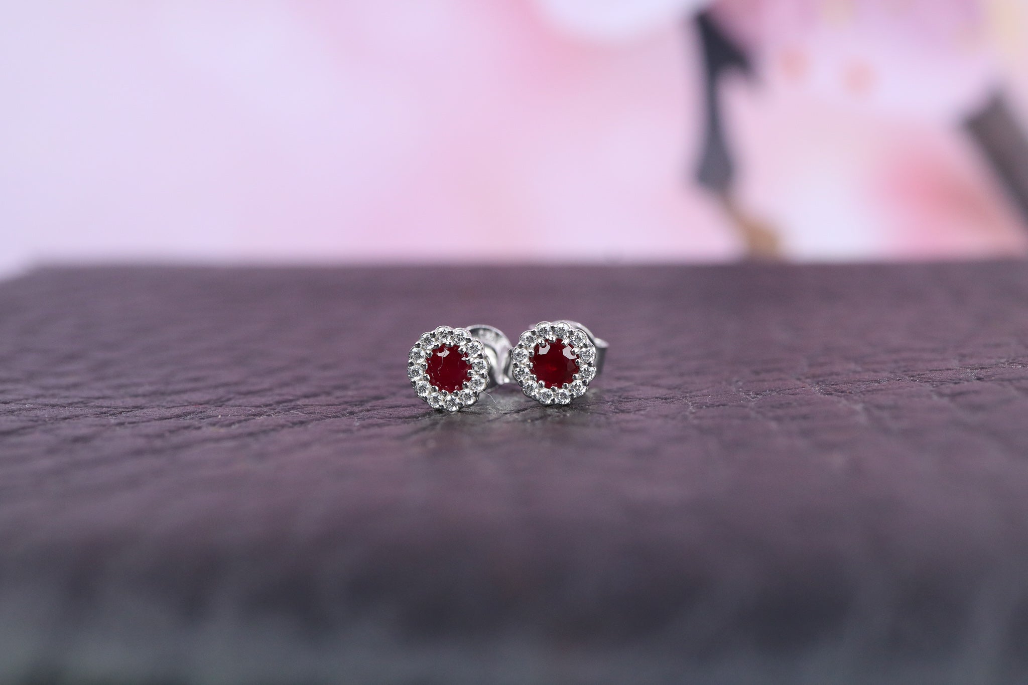 Sterling Silver & Ruby Birthstone Earring - AK1089 - Hallmark Jewellers Formby & The Jewellers Bench Widnes