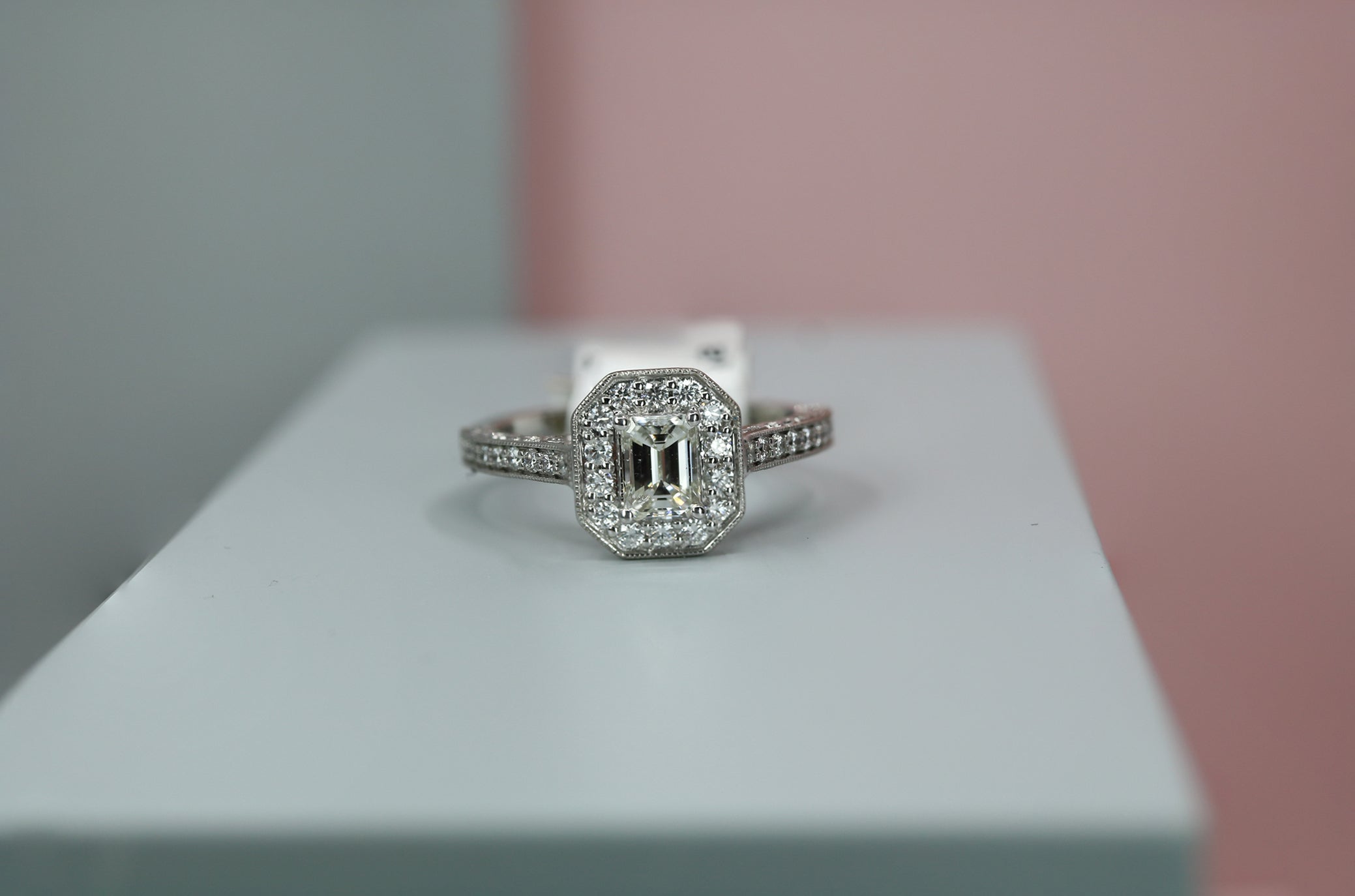 18ct White Gold Emerald Cut Diamond Ring 0.84ct - HJ2113 - Hallmark Jewellers Formby & The Jewellers Bench Widnes