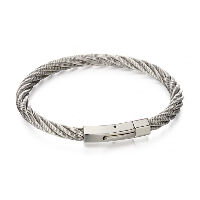Stainless Steel Twisted Wire Cable Bracelet - FB0024 - Hallmark Jewellers Formby & The Jewellers Bench Widnes