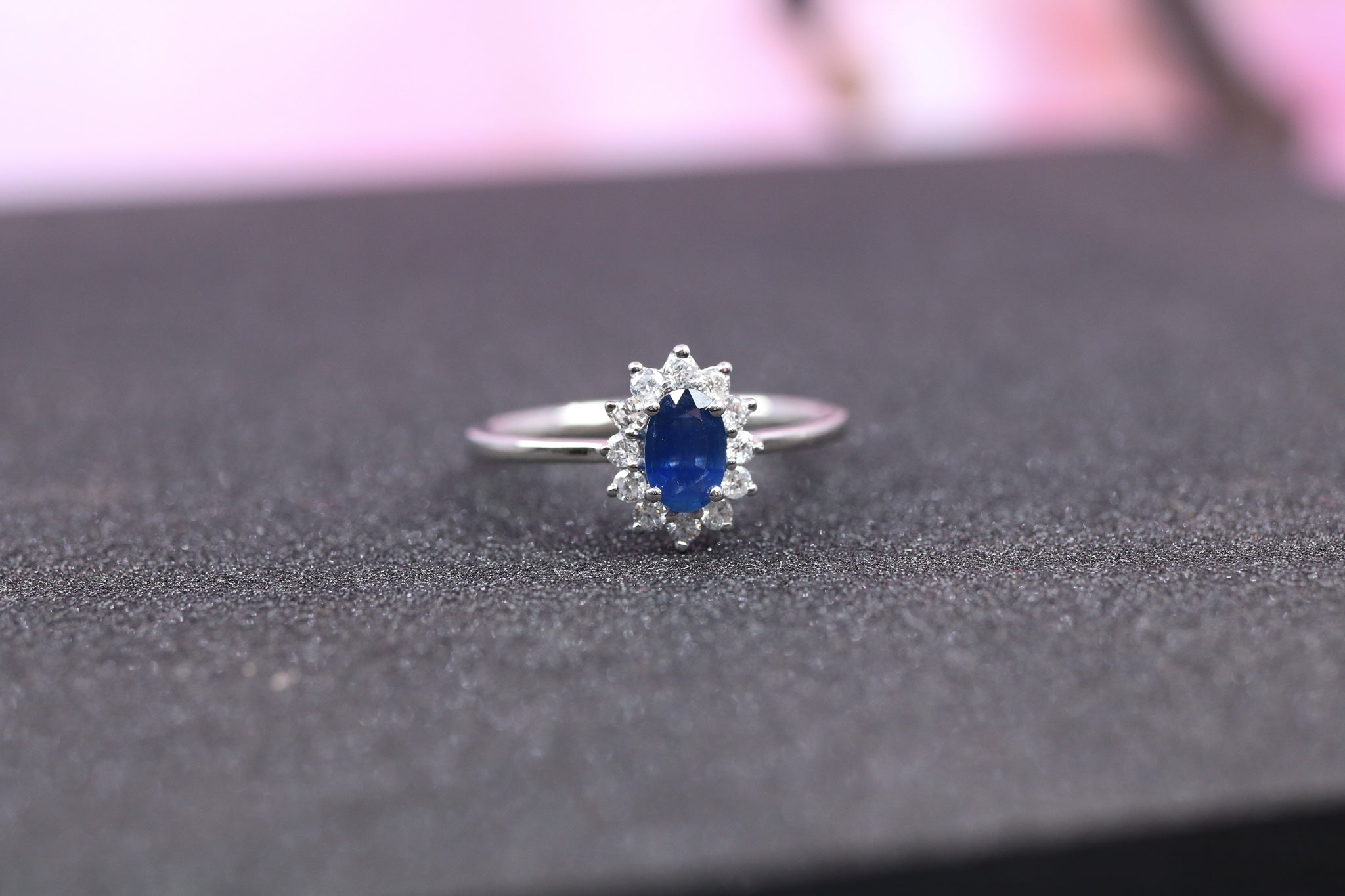 Platinum, Diamond & Sapphire Ring - DR4055 - Hallmark Jewellers Formby & The Jewellers Bench Widnes