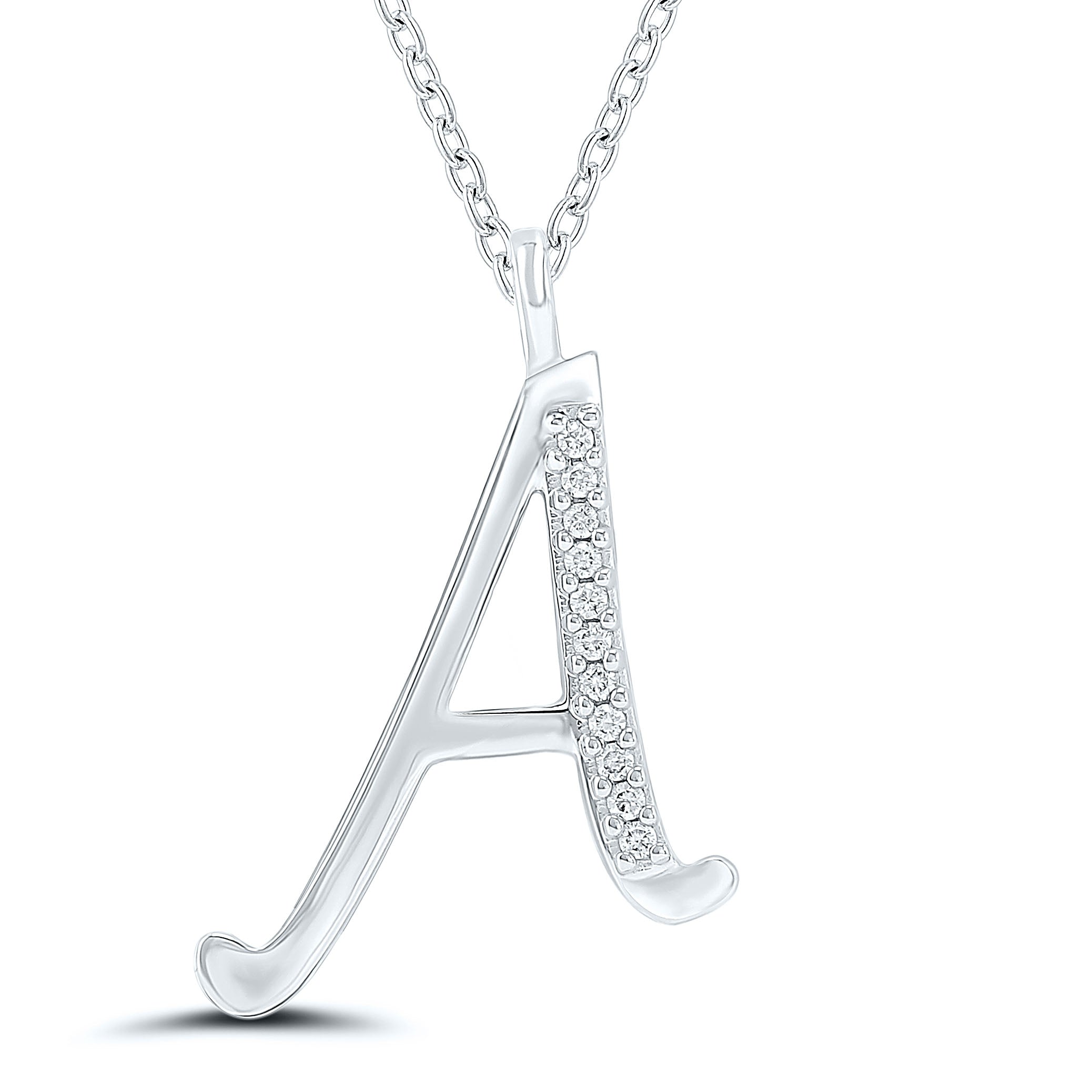 Diamond Initial Pendant - 9ct White Gold - Hallmark Jewellers Formby & The Jewellers Bench Widnes