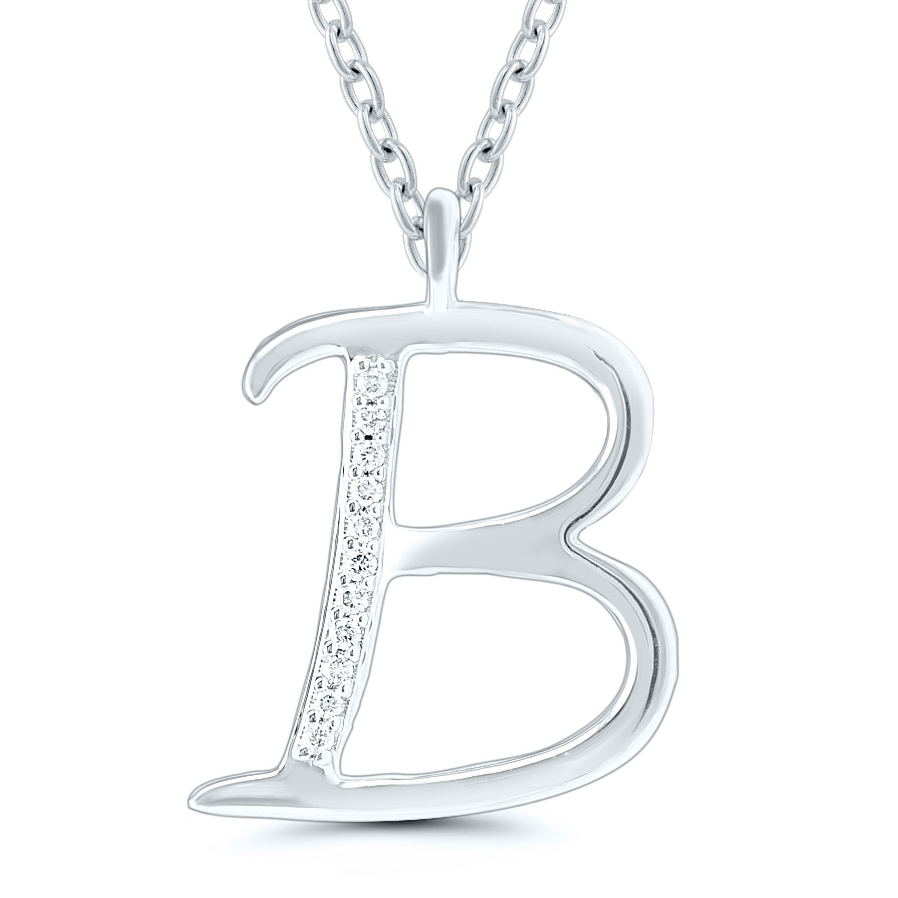 Diamond Initial Pendant 9ct White Gold Hallmark Jewellers Formby The Jewellers Bench Widnes