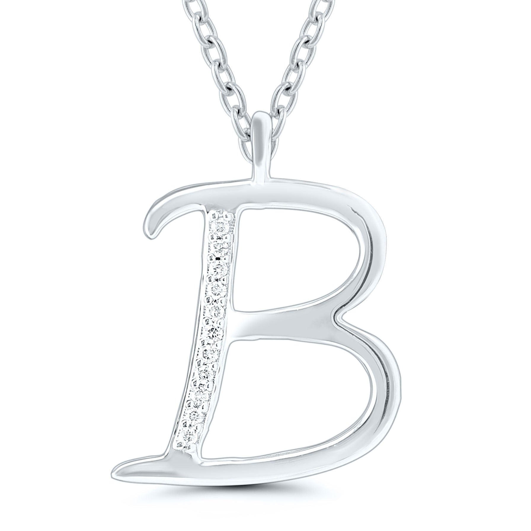 Diamond Initial Pendant - 9ct White Gold - Hallmark Jewellers Formby & The Jewellers Bench Widnes