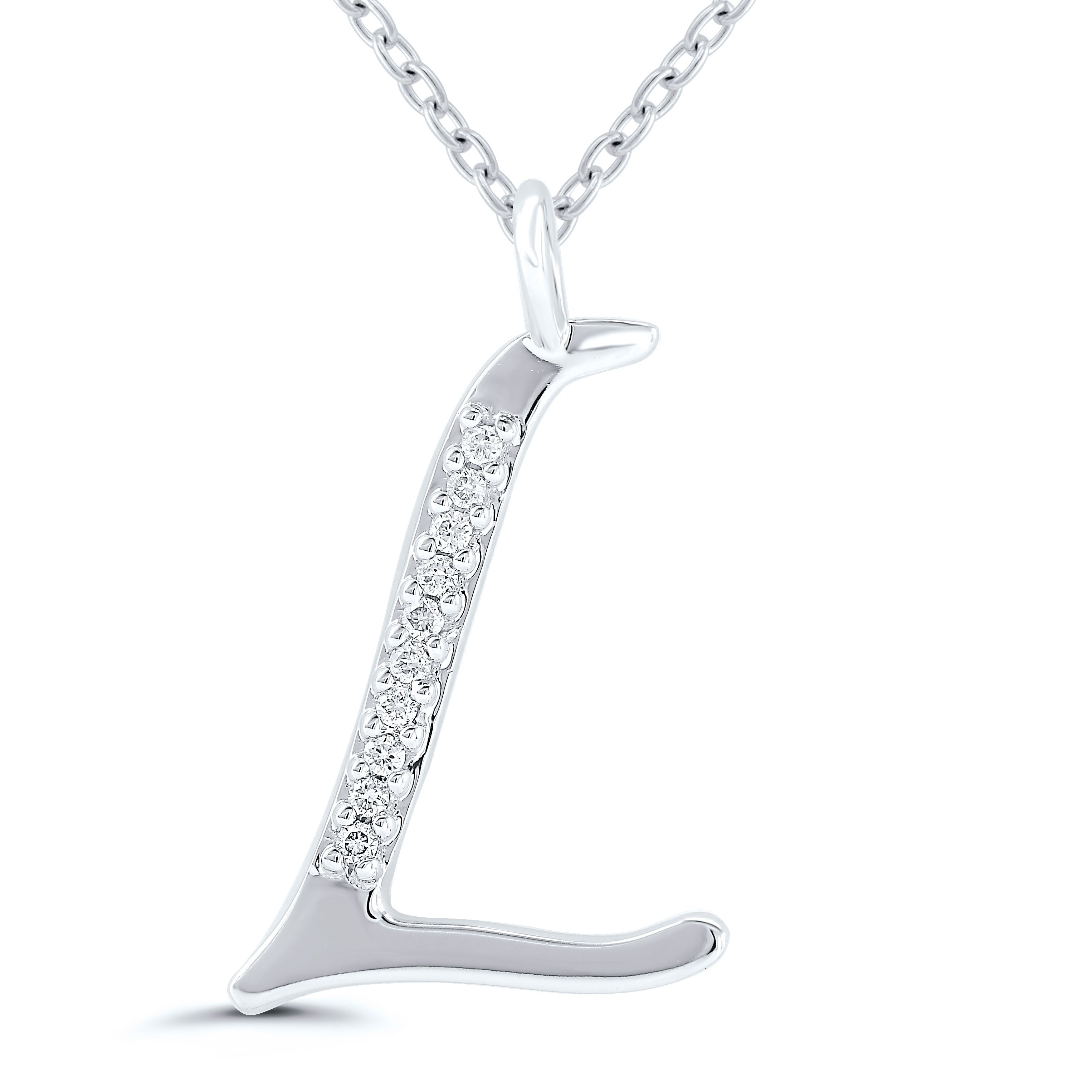 Diamond Initial Pendant - 9ct White Gold - Hallmark Jewellers Formby & The Jewellers Bench Widnes