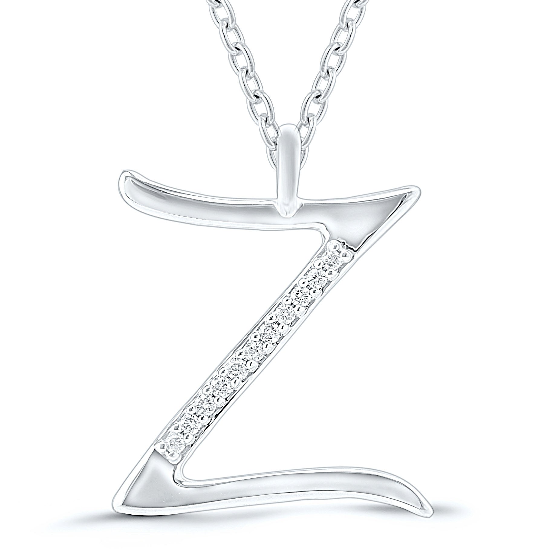 Diamond Initial Pendant - 9ct White Gold - Hallmark Jewellers Formby & The Jewellers Bench Widnes