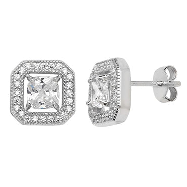 Sterling Silver & CZ Earrings - KU1011 - Hallmark Jewellers Formby & The Jewellers Bench Widnes