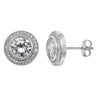 Sterling Silver & CZ Earrings - KU1024 - Hallmark Jewellers Formby & The Jewellers Bench Widnes
